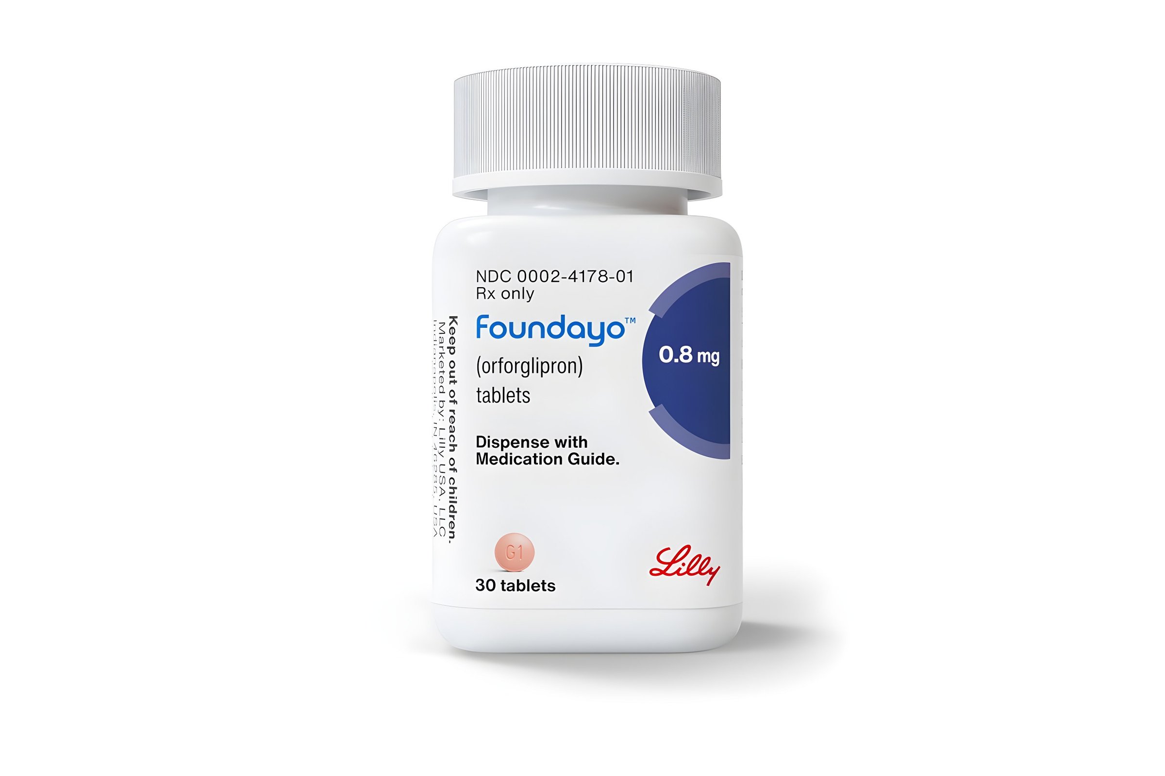 The real Foundayo™ bottle. Image: Eli Lilly.