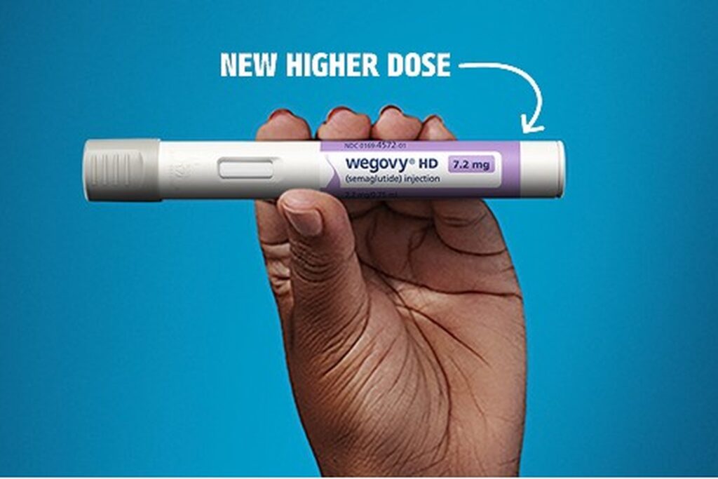 Wegovy semaglutide HD injection pen held in hand